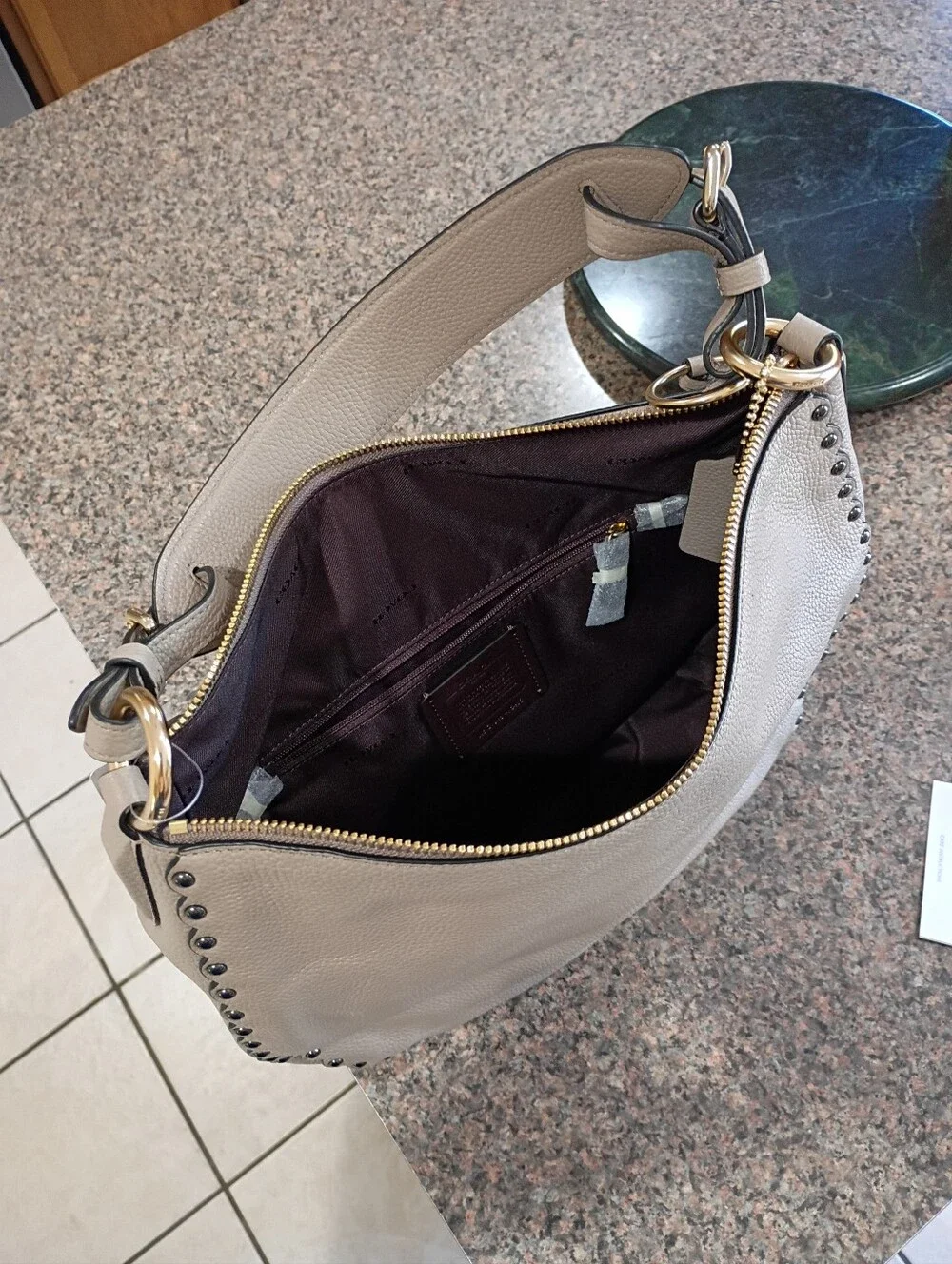 NWT Coach Sutton Hobo Scallop Rivets